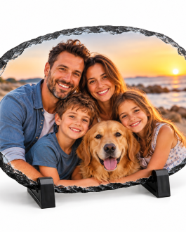 אבן בזלת אובלית עם תמונה אישית | הדפסה בעיצוב אישי