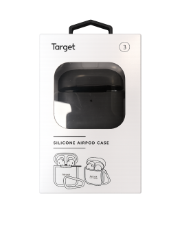 כיסוי סיליקון לאוזניות AirPods עם תופסן נשיאה שחור