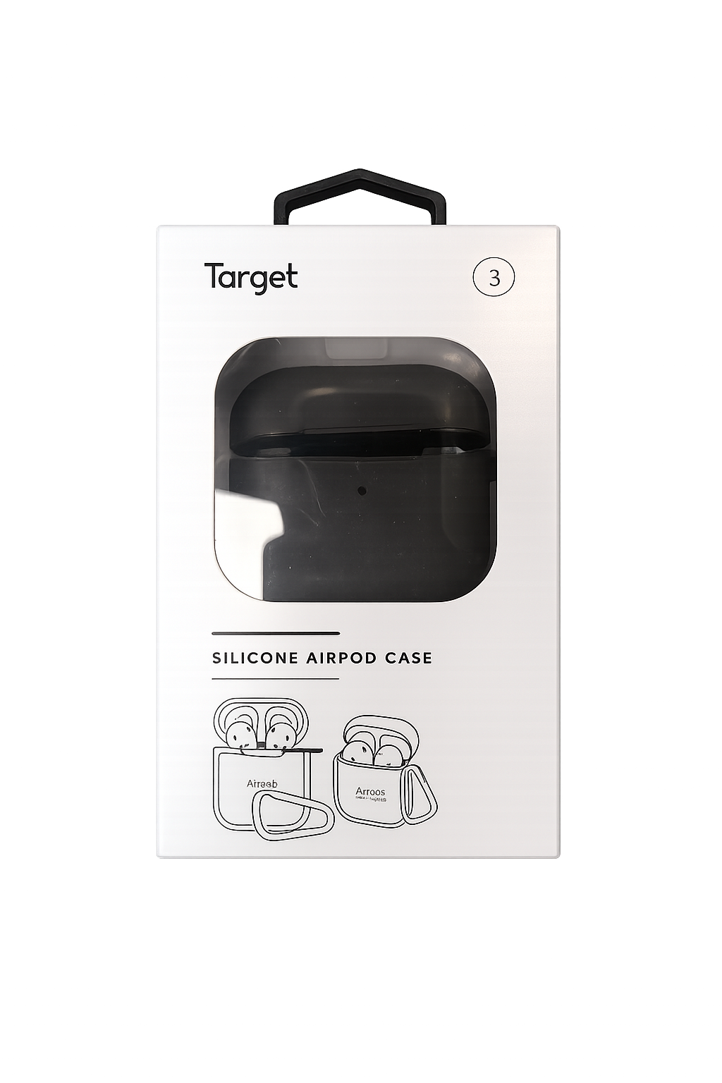 כיסוי סיליקון לאוזניות AirPods עם תופסן נשיאה שחור