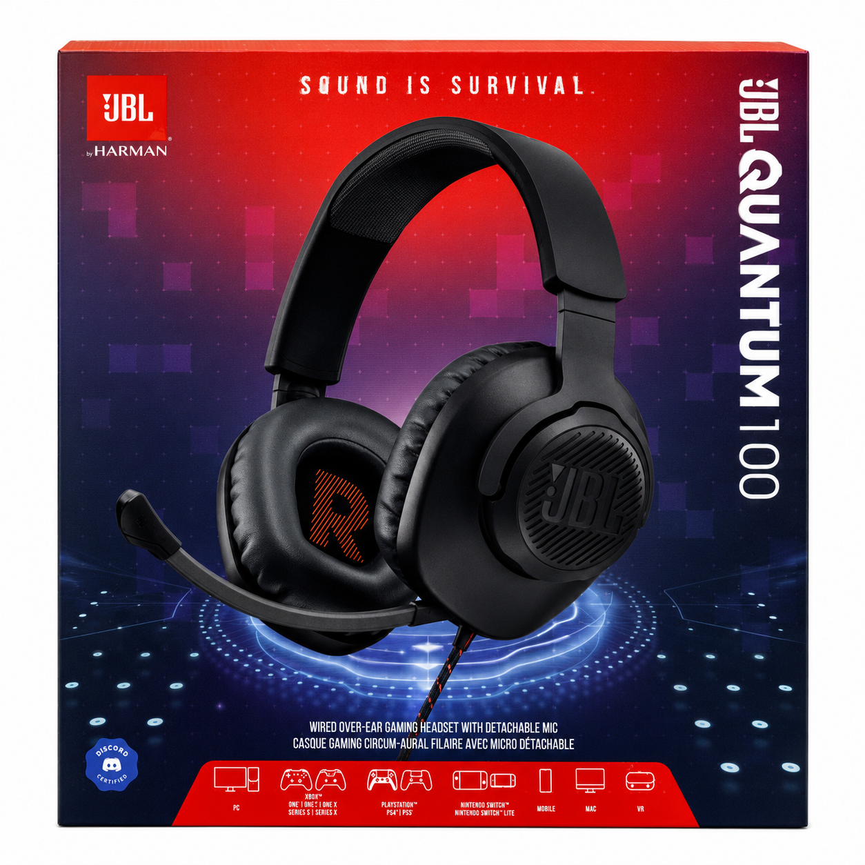 אוזניות גיימינג JBL Quantum 100